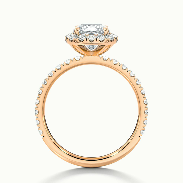 Gina 5 Carat Cushion Cut Halo Scallop Moissanite Engagement Ring in 18k Rose Gold