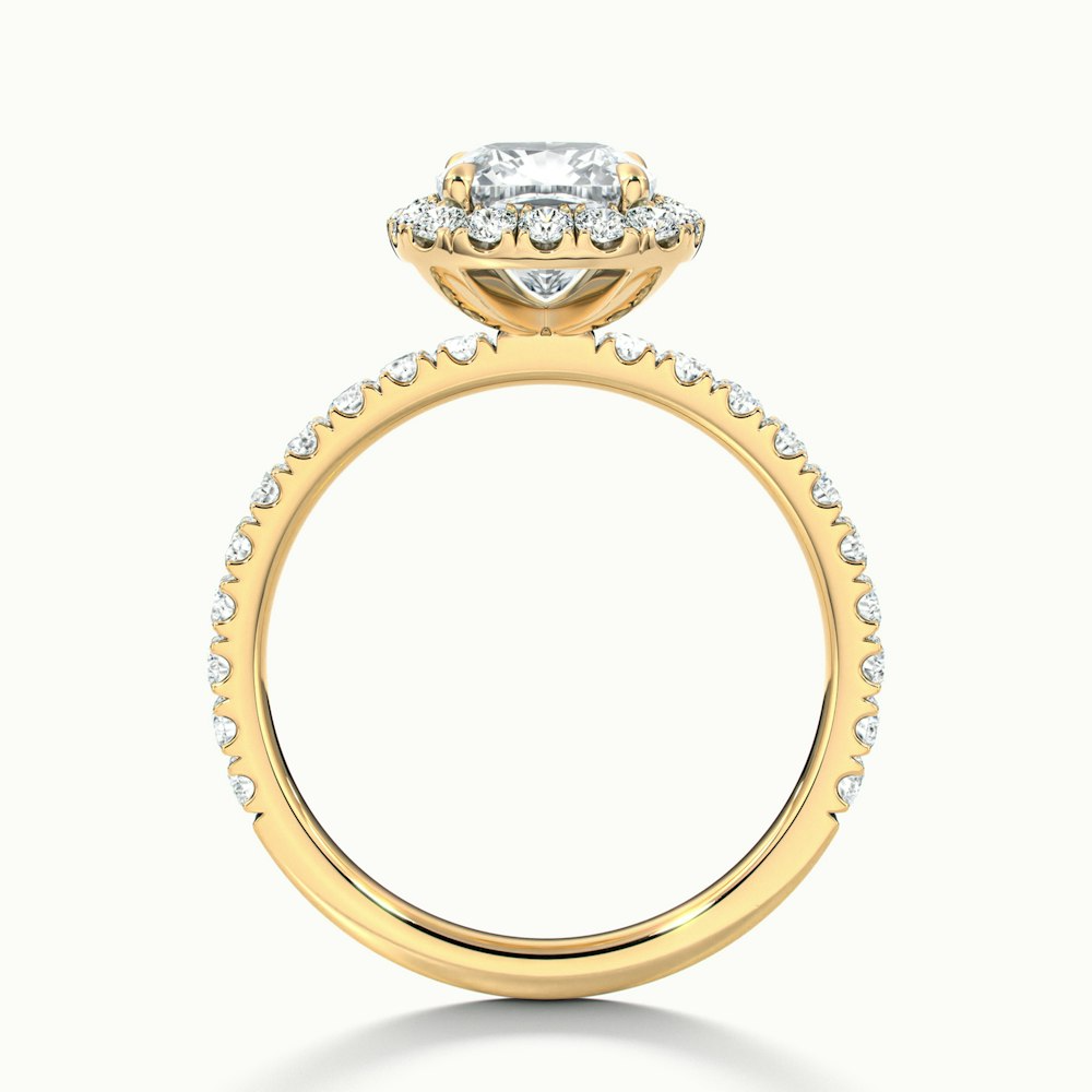Gina 3 Carat Cushion Cut Halo Scallop Moissanite Engagement Ring in 10k Yellow Gold