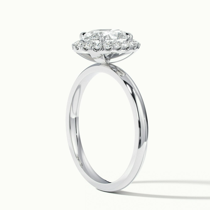 Cris 5 Carat Oval Halo Moissanite Engagement Ring in 18k White Gold