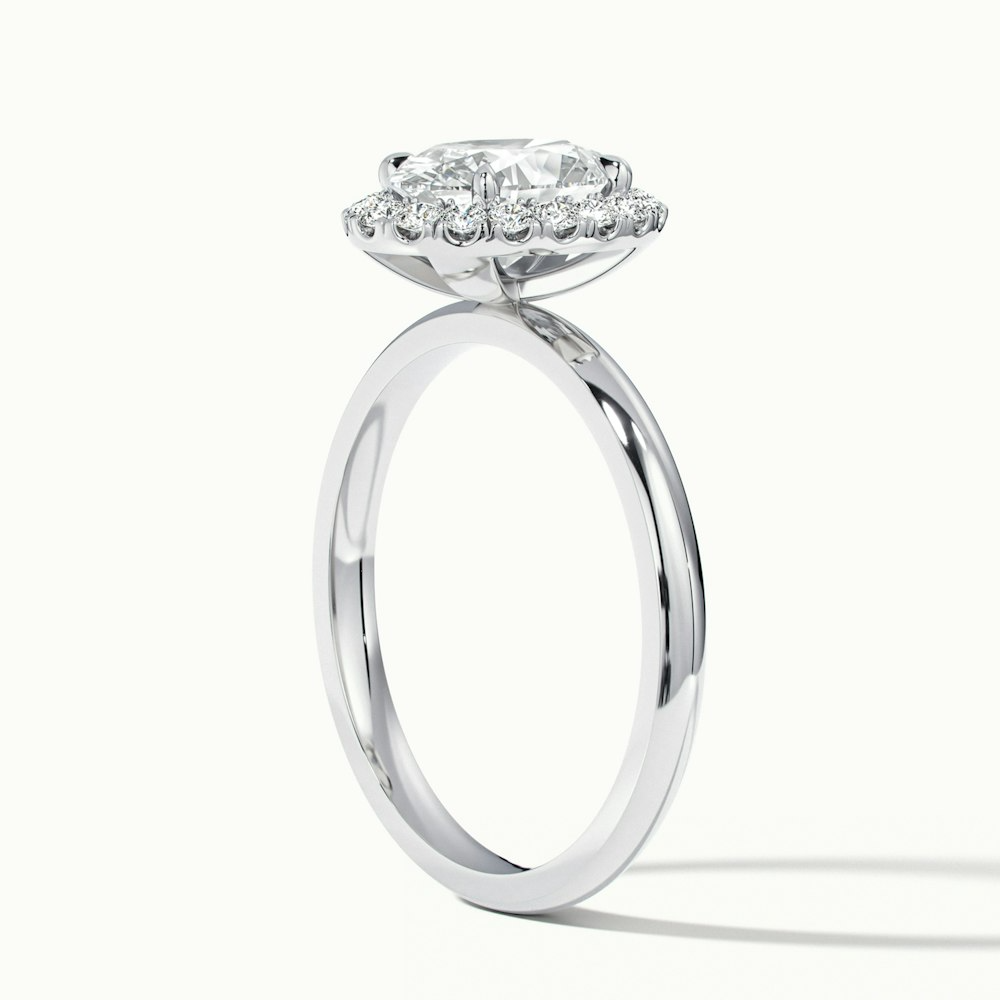 Julia 5 Carat Oval Halo Lab Grown Diamond Ring in 18k White Gold