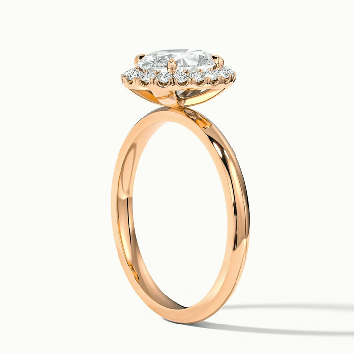 Cris 3 Carat Oval Halo Moissanite Engagement Ring in 10k Rose Gold