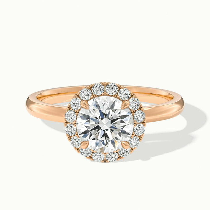 Kara 5 Carat Round Halo Lab Grown Diamond Ring in 18k Rose Gold