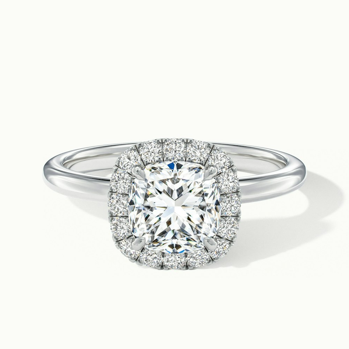 Claire 4 Carat Cushion Cut Halo Moissanite Engagement Ring in 10k White Gold