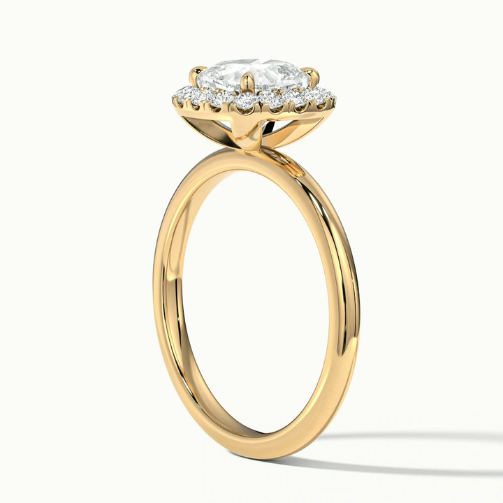 Nora 3 Carat Cushion Cut Halo Lab Grown Diamond Ring in 10k Yellow Gold