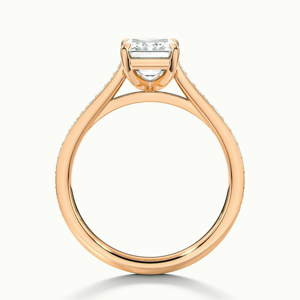Chase 5 Carat Emerald Cut Solitaire Pave Moissanite Engagement Ring in 14k Rose Gold