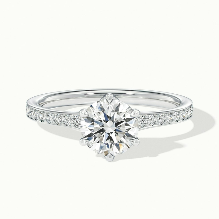 Carol 4 Carat Round Solitaire Pave Moissanite Engagement Ring in 10k White Gold
