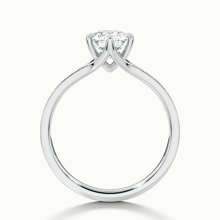 Carol 5 Carat Round Solitaire Pave Moissanite Engagement Ring in 18k White Gold