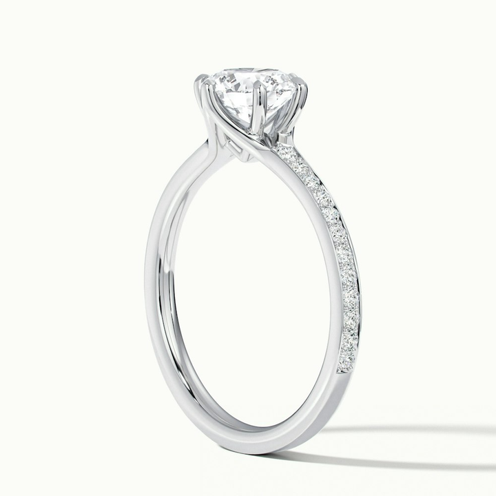 Carol 3 Carat Round Solitaire Pave Moissanite Engagement Ring in 10k White Gold