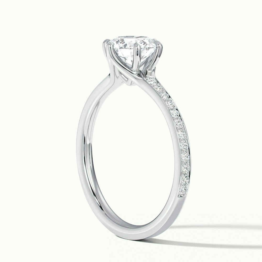Carol 4 Carat Round Solitaire Pave Moissanite Engagement Ring in 10k White Gold
