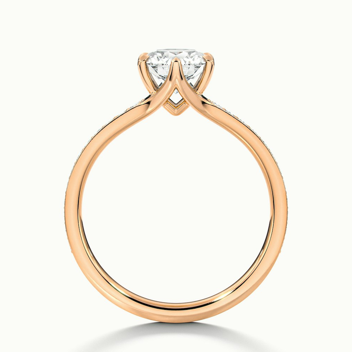 Kyra 2 Carat Round Solitaire Pave Lab Grown Diamond Ring in 14k Rose Gold
