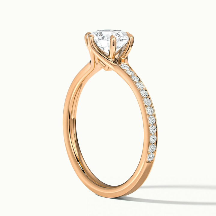 Carol 1 Carat Round Solitaire Pave Moissanite Engagement Ring in 10k Rose Gold