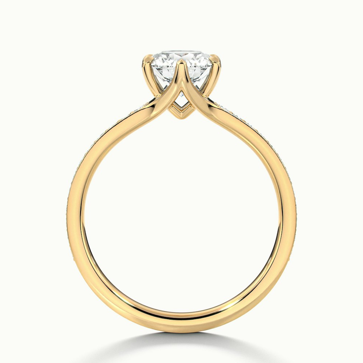 Carol 1 Carat Round Solitaire Pave Moissanite Engagement Ring in 10k Yellow Gold