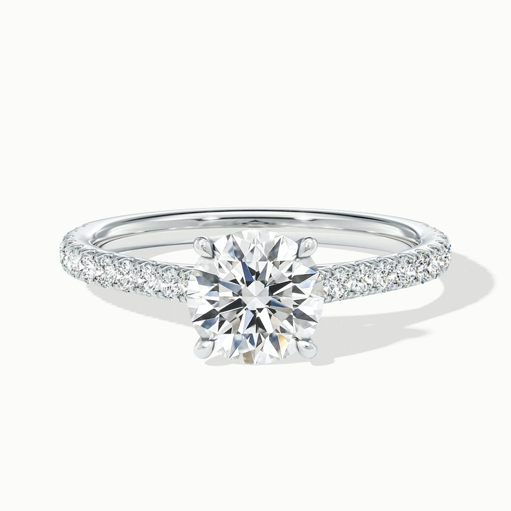 Carly 4 Carat Round Solitaire Scallop Moissanite Engagement Ring in 10k White Gold