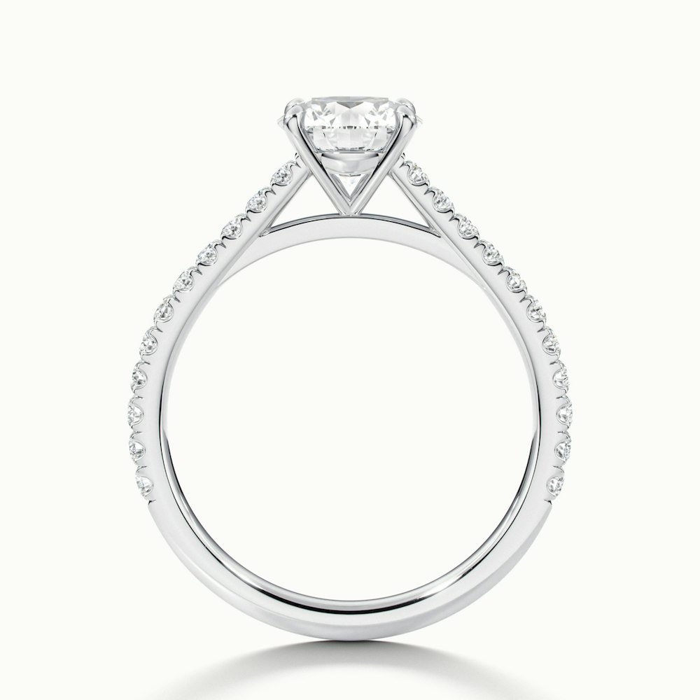 Carly 1 Carat Round Solitaire Scallop Moissanite Engagement Ring in 10k White Gold