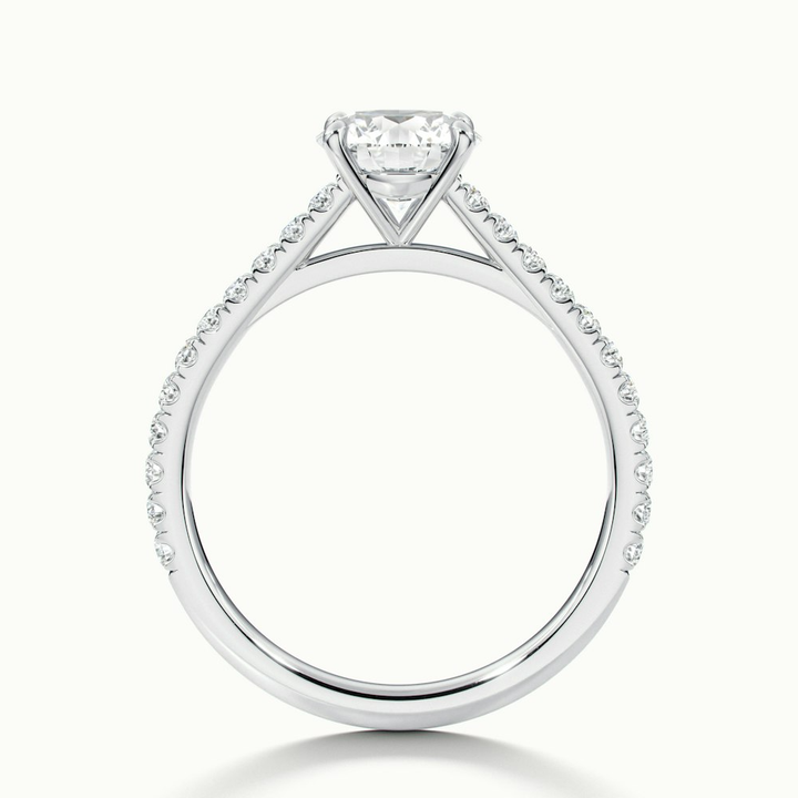 Carly 5 Carat Round Solitaire Scallop Moissanite Engagement Ring in 10k White Gold