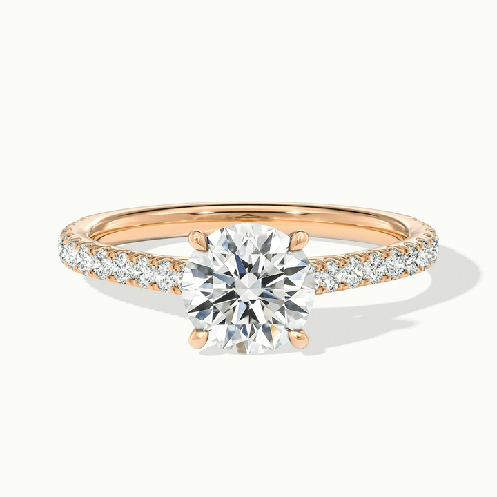 Hope 2 Carat Round Solitaire Scallop Lab Grown Diamond Ring in 10k Rose Gold