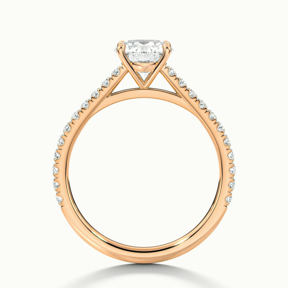 Hope 3 Carat Round Solitaire Scallop Lab Grown Diamond Ring in 10k Rose Gold