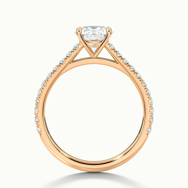 Hope 2 Carat Round Solitaire Scallop Lab Grown Diamond Ring in 14k Rose Gold