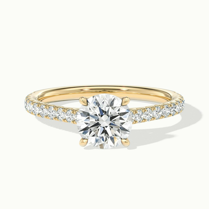 Hope 2 Carat Round Solitaire Scallop Lab Grown Diamond Ring in 14k Yellow Gold
