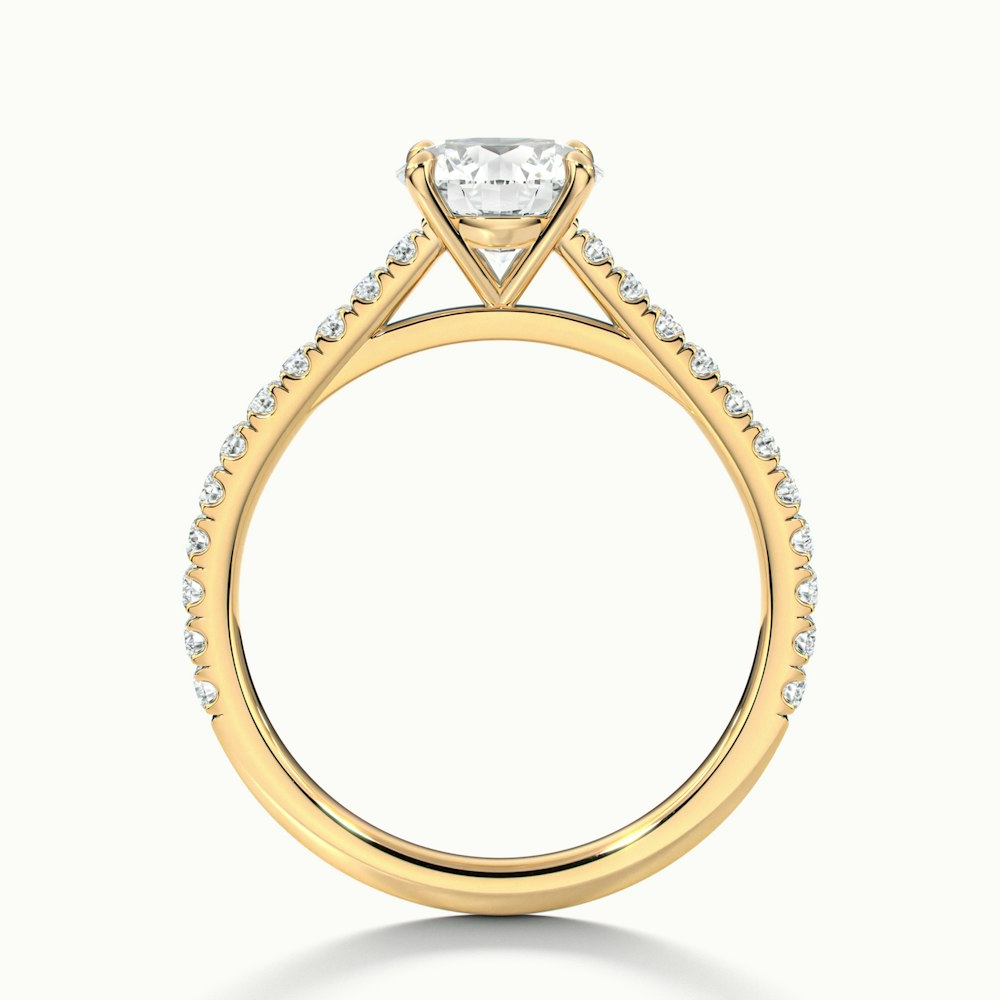 Hope 1 Carat Round Solitaire Scallop Lab Grown Diamond Ring in 10k Yellow Gold