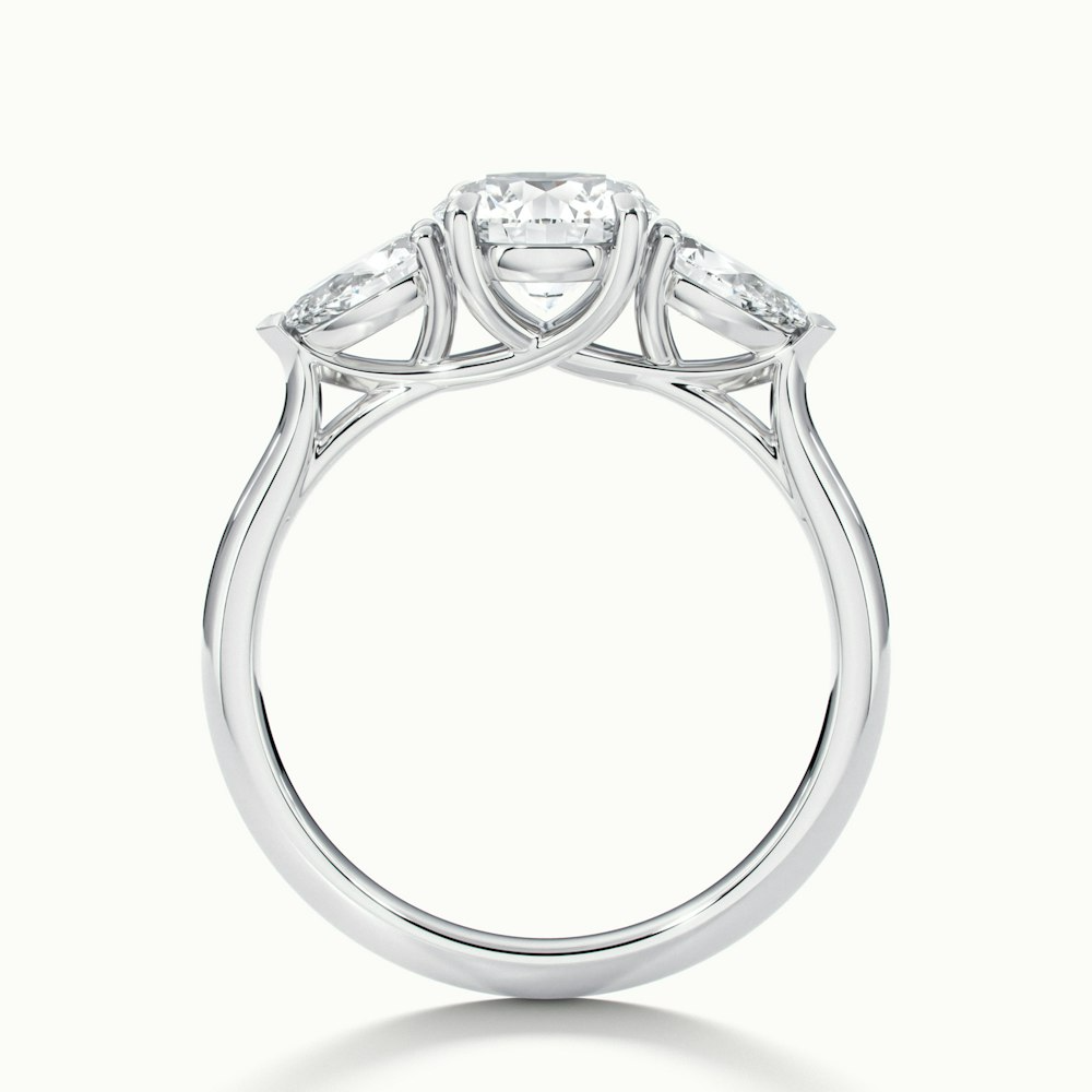 Kai 1.5 Carat Round 3 Stone Lab Grown Engagement Ring With Pear Side Stone in 10k White Gold
