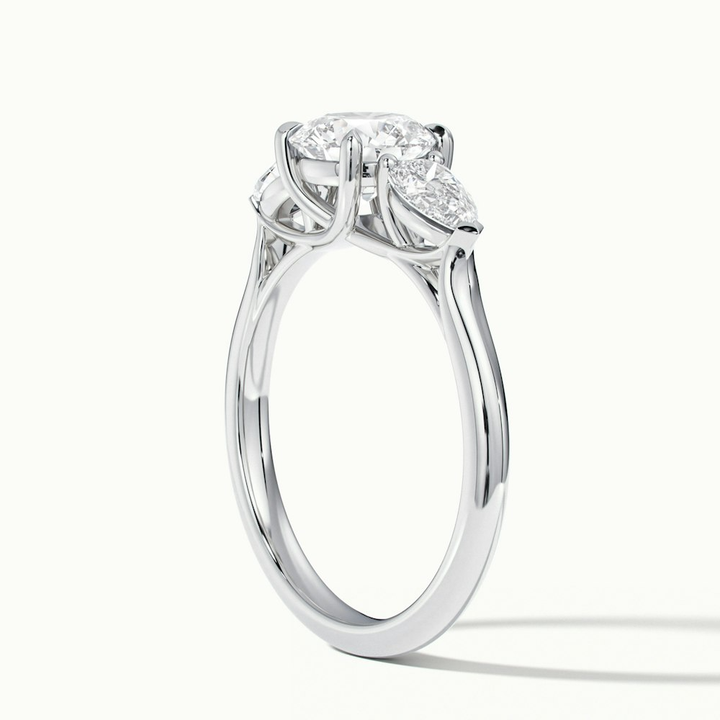 Kai 2 Carat Round 3 Stone Lab Grown Engagement Ring With Pear Side Stone in 10k White Gold
