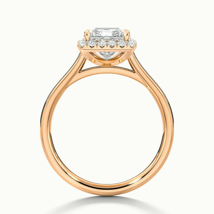 Bela 5 Carat Princess Cut Halo Moissanite Engagement Ring in 18k Rose Gold