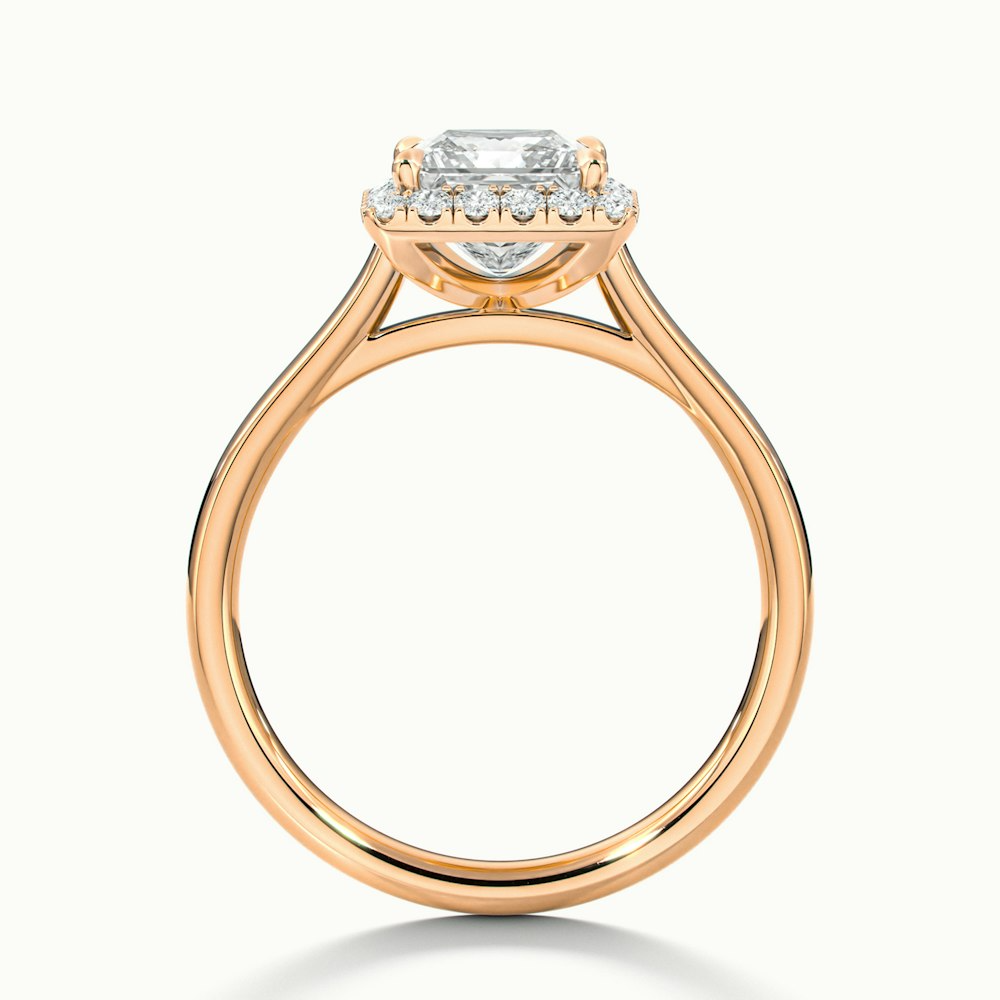 Bela 1 Carat Princess Cut Halo Moissanite Engagement Ring in 18k Rose Gold