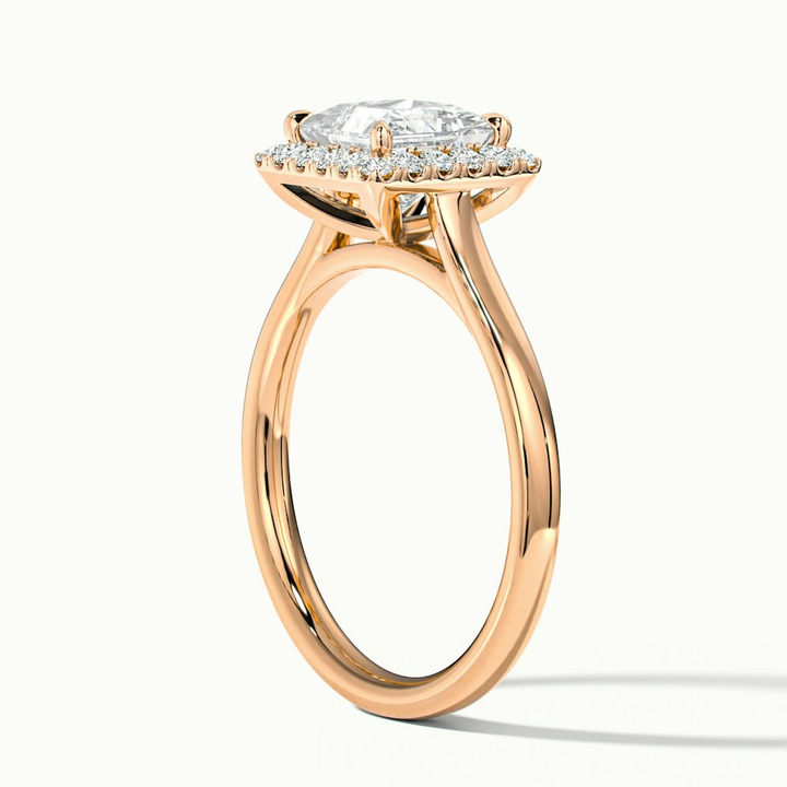 Bela 5 Carat Princess Cut Halo Moissanite Engagement Ring in 18k Rose Gold