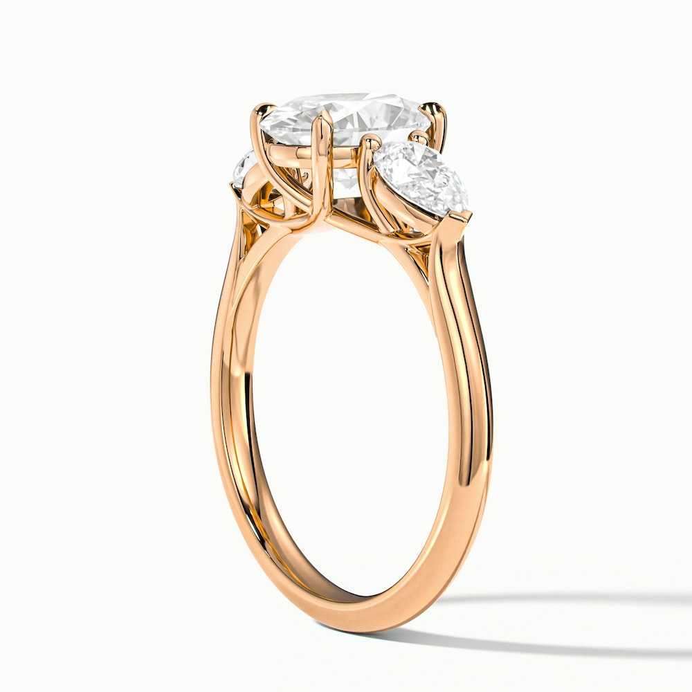 Isa 5 Carat Three Stone Oval Halo Moissanite Engagement Ring in 18k Rose Gold