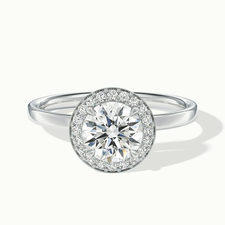 Aura 5 Carat Round Halo Pave Moissanite Engagement Ring in 10k White Gold