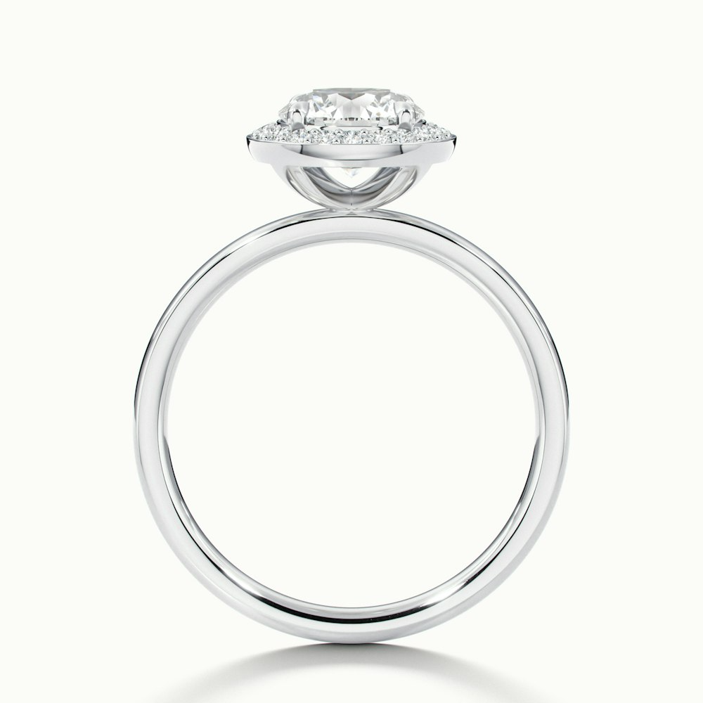 Aura 5 Carat Round Halo Pave Moissanite Engagement Ring in 18k White Gold