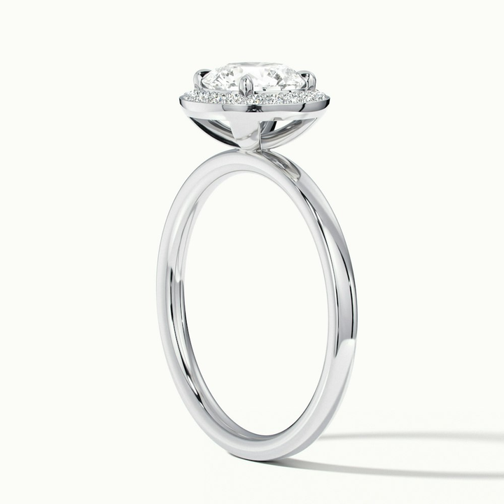 Aura 4 Carat Round Halo Pave Moissanite Engagement Ring in 10k White Gold