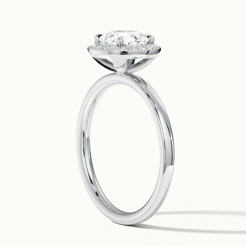 Aura 3 Carat Round Halo Pave Moissanite Engagement Ring in 10k White Gold