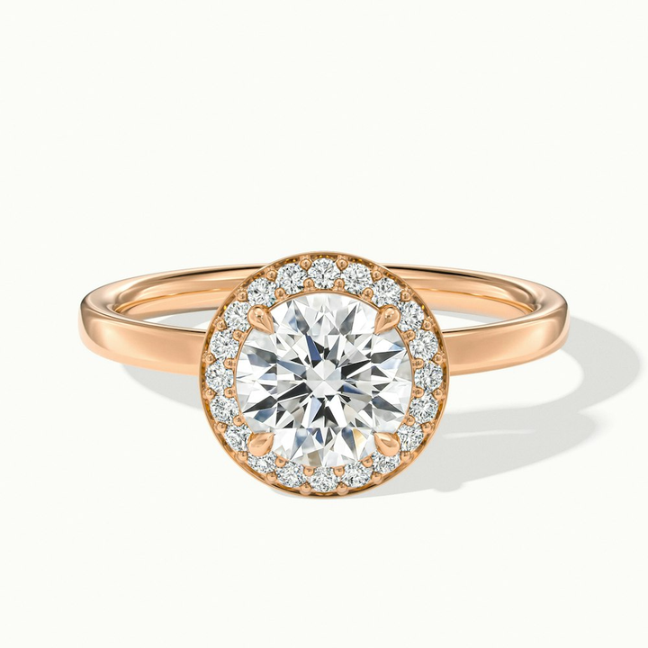 Aura 3 Carat Round Halo Pave Moissanite Engagement Ring in 10k Rose Gold