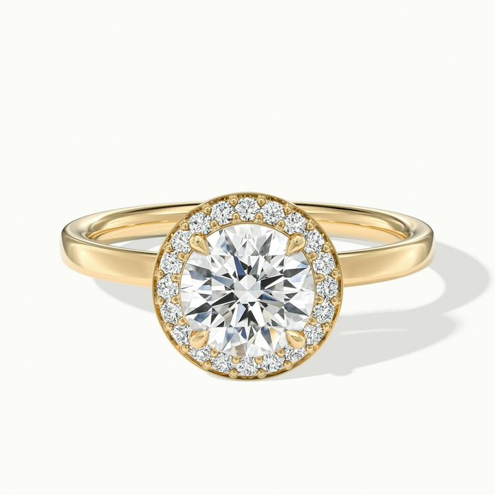 Aura 1 Carat Round Halo Pave Moissanite Engagement Ring in 10k Yellow Gold
