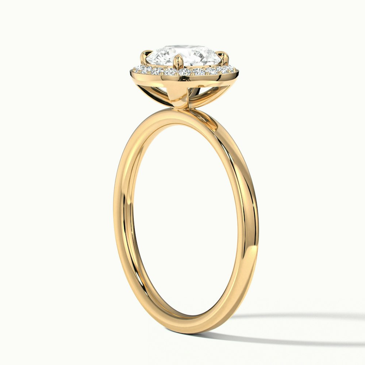 Aura 2 Carat Round Halo Pave Moissanite Engagement Ring in 14k Yellow Gold