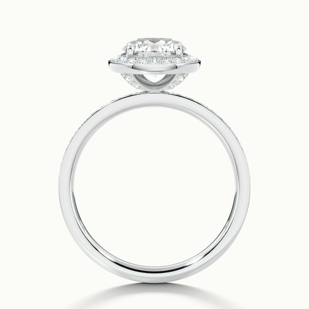Nyra 5 Carat Round Halo Pave Moissanite Engagement Ring in 10k White Gold
