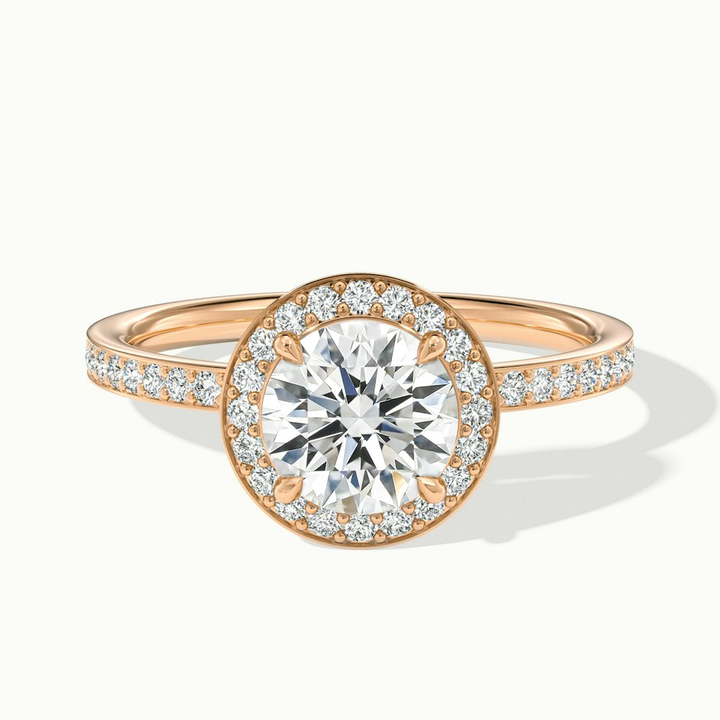 Nyra 1 Carat Round Halo Pave Moissanite Engagement Ring in 10k Rose Gold