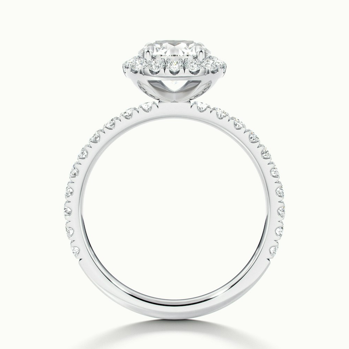 Adley 5 Carat Round Cut Halo Pave Lab Grown Diamond Ring in 10k White Gold