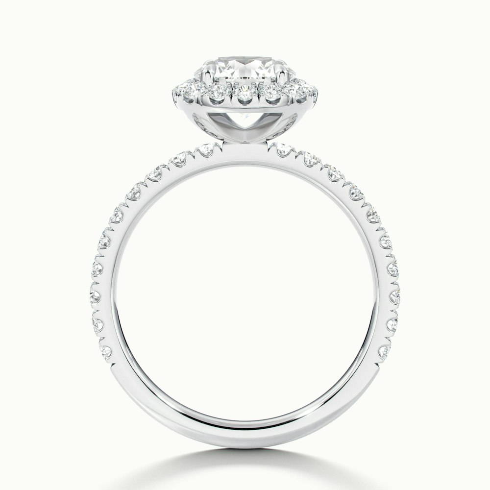 Zia 3 Carat Round Cut Halo Pave Moissanite Engagement Ring in 10k White Gold
