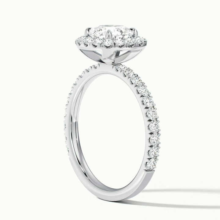 Adley 5 Carat Round Cut Halo Pave Lab Grown Diamond Ring in 18k White Gold
