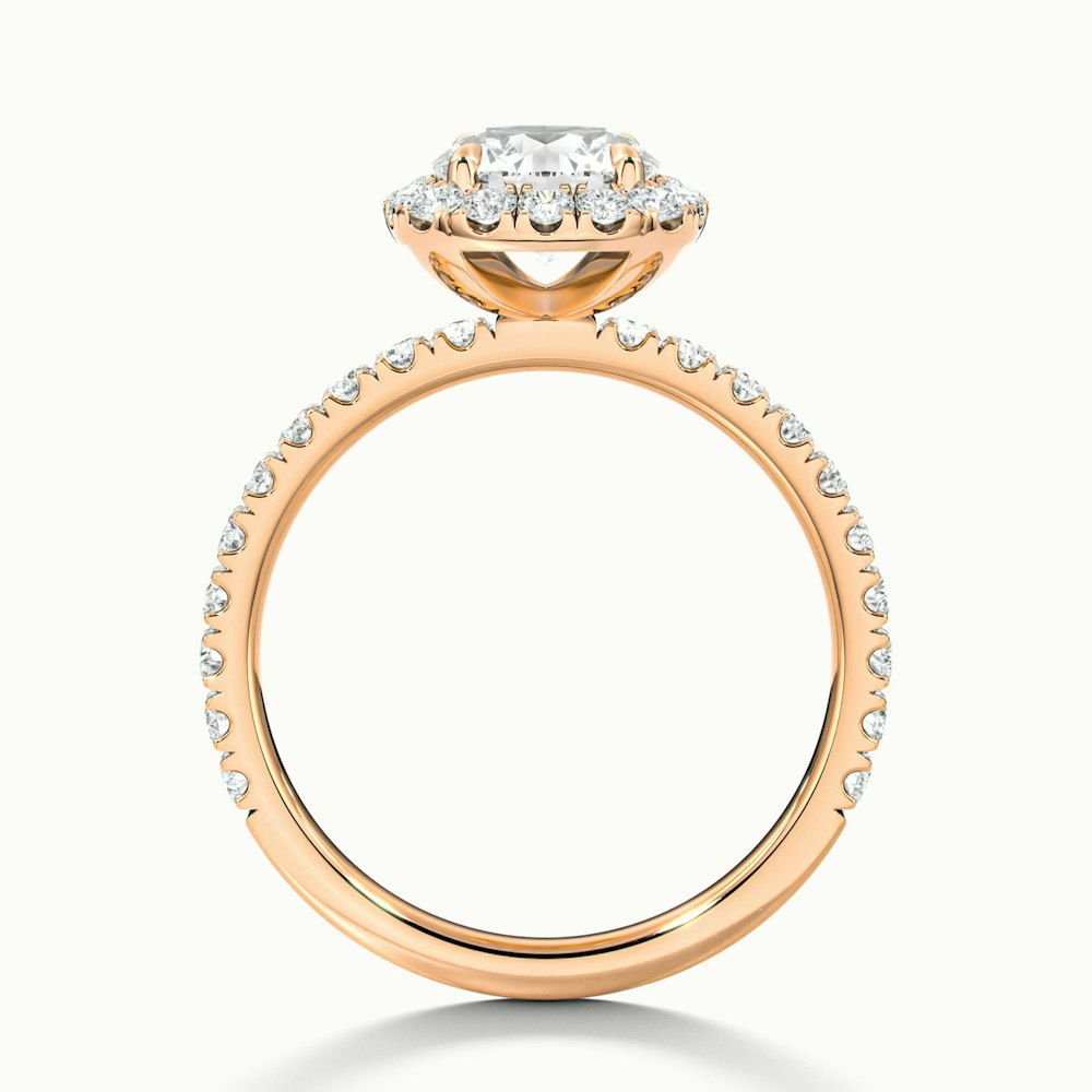 Zia 3 Carat Round Cut Halo Pave Moissanite Engagement Ring in 10k Rose Gold