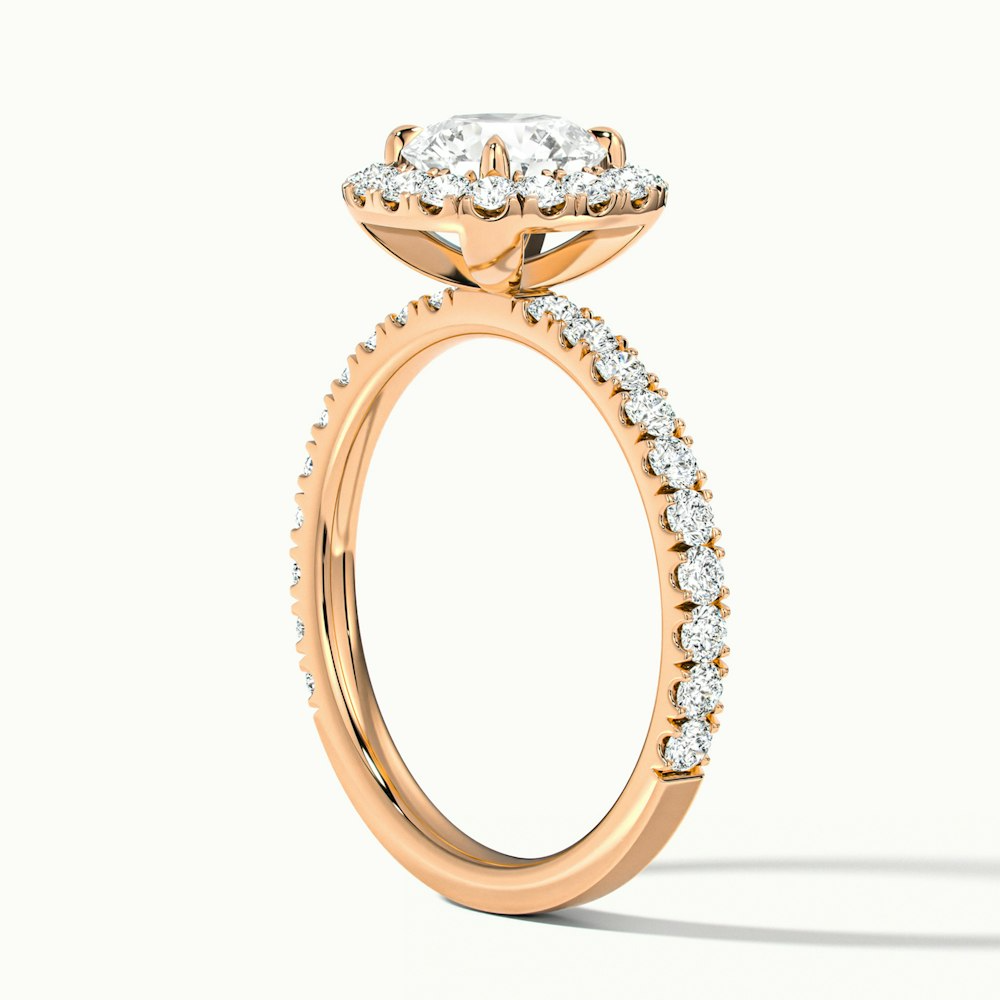 Adley 3 Carat Round Cut Halo Pave Lab Grown Diamond Ring in 10k Rose Gold