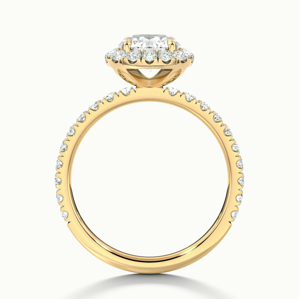 Adley 2 Carat Round Cut Halo Pave Lab Grown Diamond Ring in 14k Yellow Gold