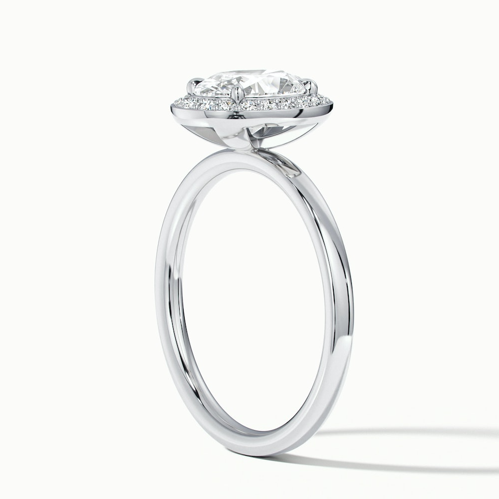 Aisha 3 Carat Oval Halo Lab Grown Diamond Ring in 10k White Gold