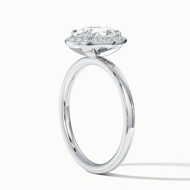 Joa 5 Carat Oval Halo Moissanite Engagement Ring in 18k White Gold
