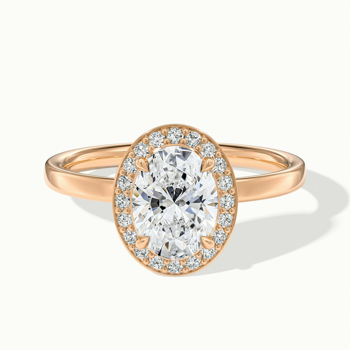 Aisha 3 Carat Oval Halo Lab Grown Diamond Ring in 18k Rose Gold