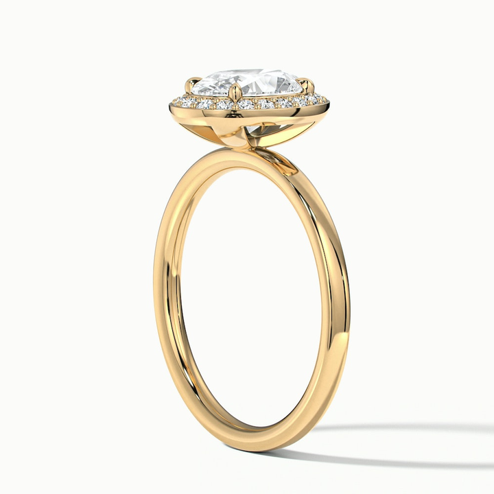 Aisha 3 Carat Oval Halo Lab Grown Diamond Ring in 10k Yellow Gold