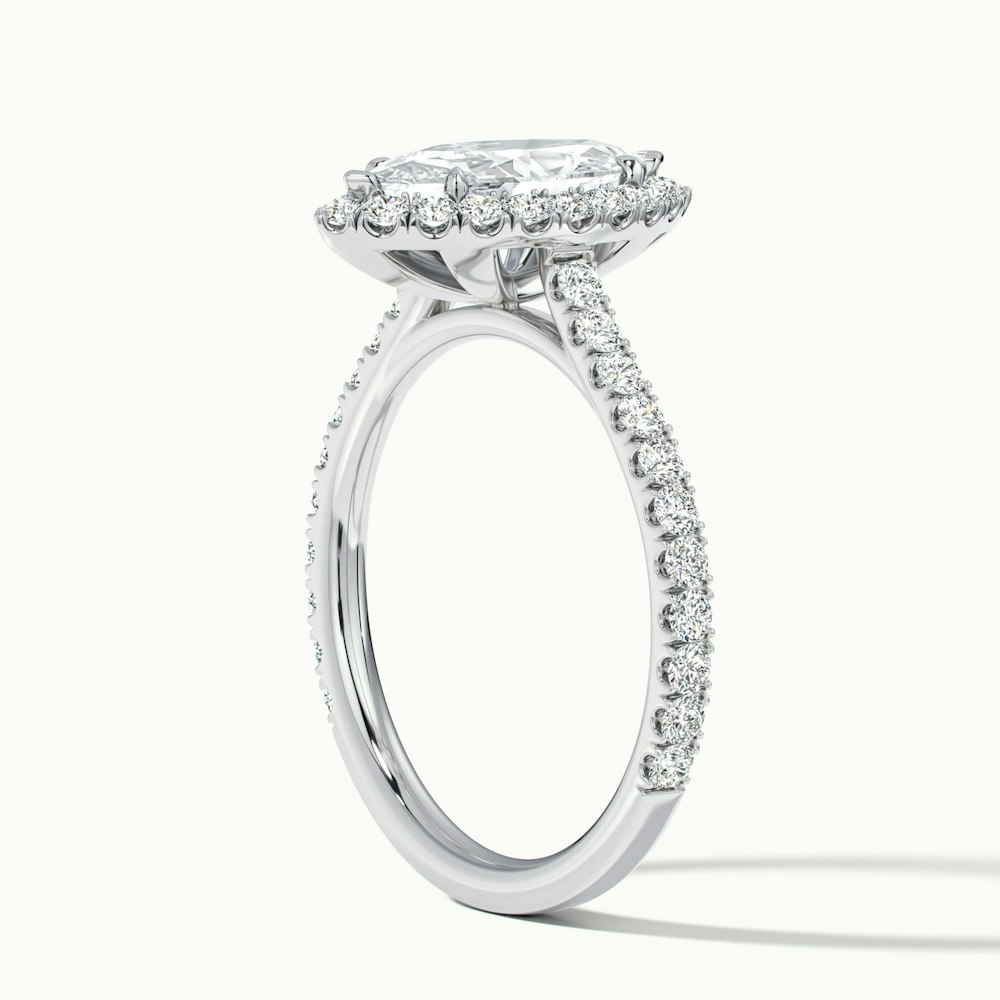 Anna 4 Carat Marquise Halo Pave Moissanite Engagement Ring in 10k White Gold